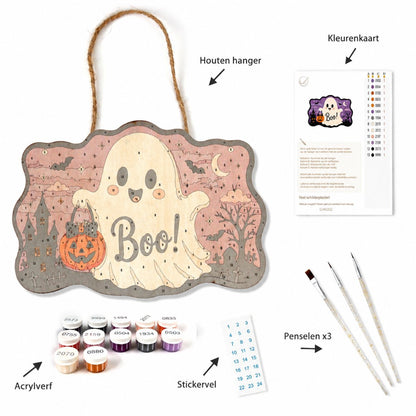 Halloween Spook – Schilder op Nummer Houten Hanger