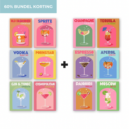 12 Mini Paintings | Kleurrijke Cocktail Bundel