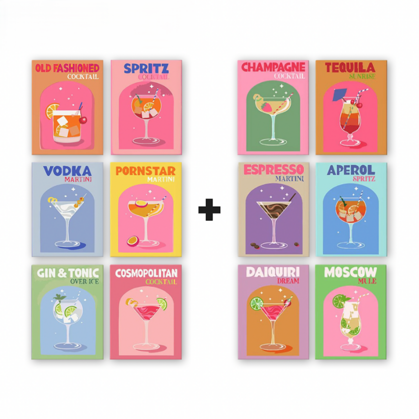 Schilder Op Nummers - 12 Mini Paintings | Kleurrijke Cocktail Bundel