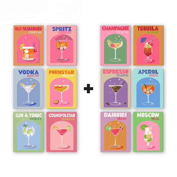 Schilder Op Nummers - 12 Mini Paintings | Kleurrijke Cocktail Bundel
