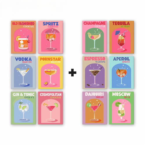 12 Mini Paintings | Kleurrijke Cocktail Bundel