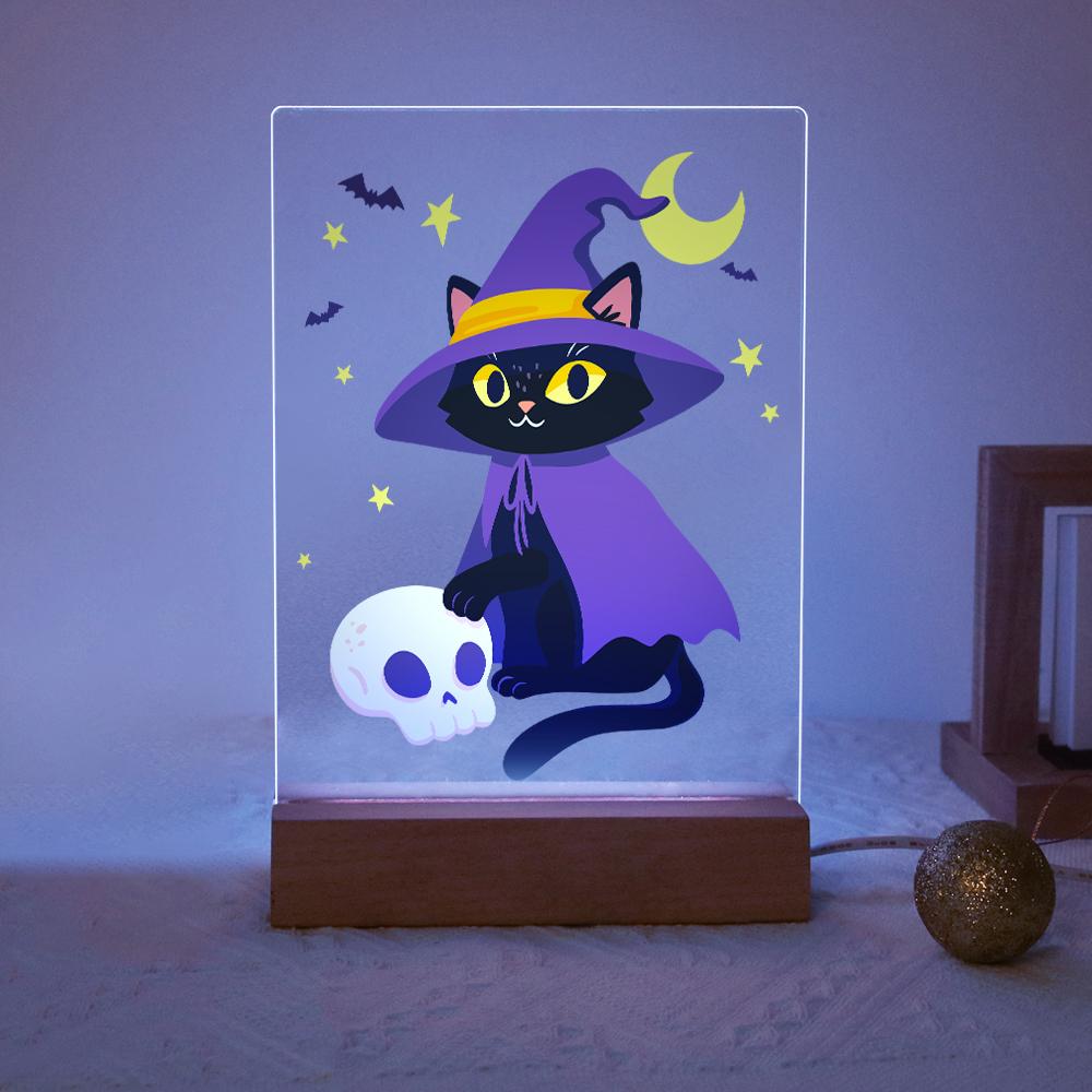 Schilder op Nummer Halloween Lamp - Heksenkat