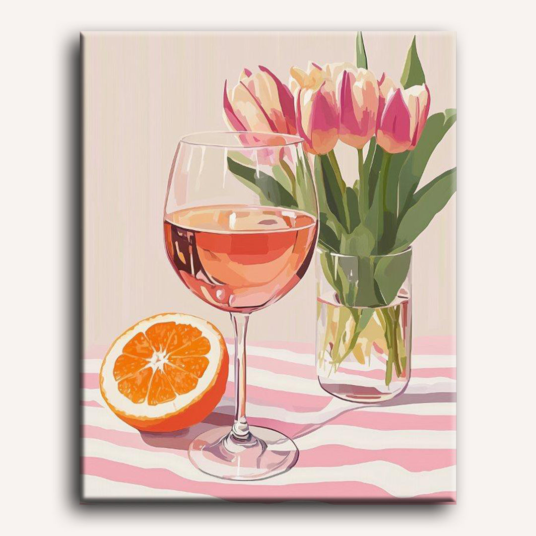 Sinaasappel wijn en tulpen