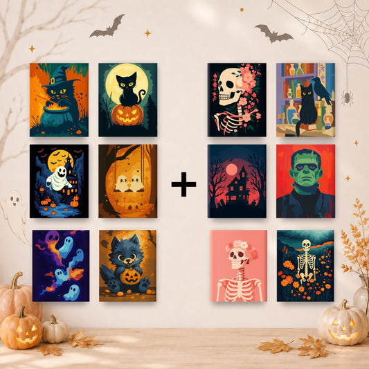 12 Mini Paintings | Griezelige Halloween Bundel