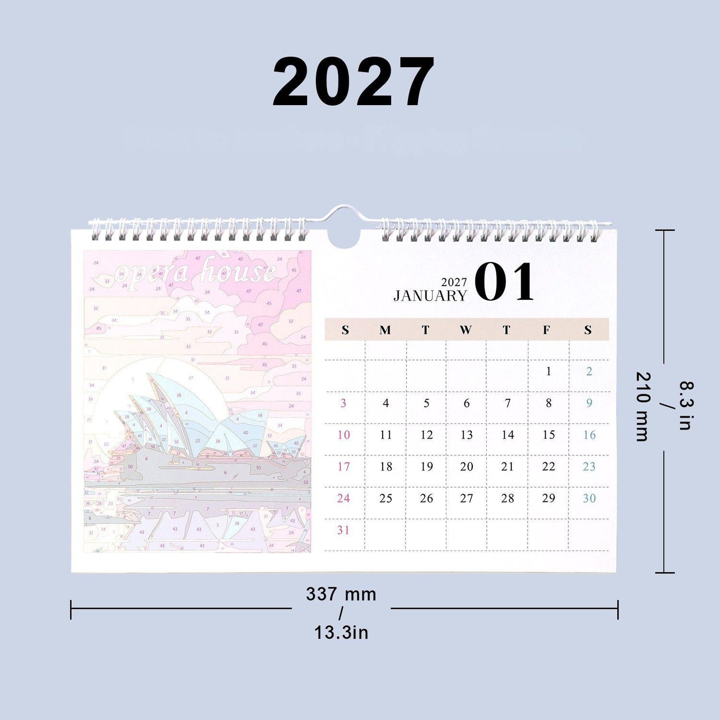 2027 Schilderen op Nummer kalender | Beroemde monumenten editie