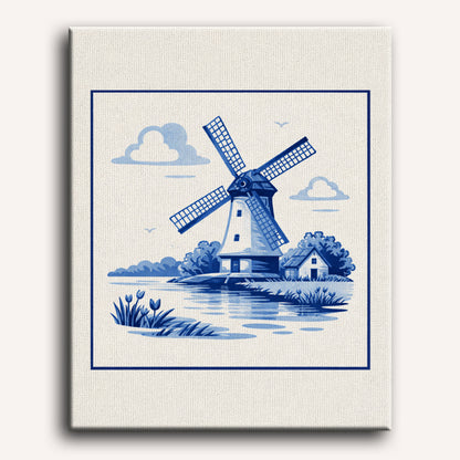 De blauwe windmolen