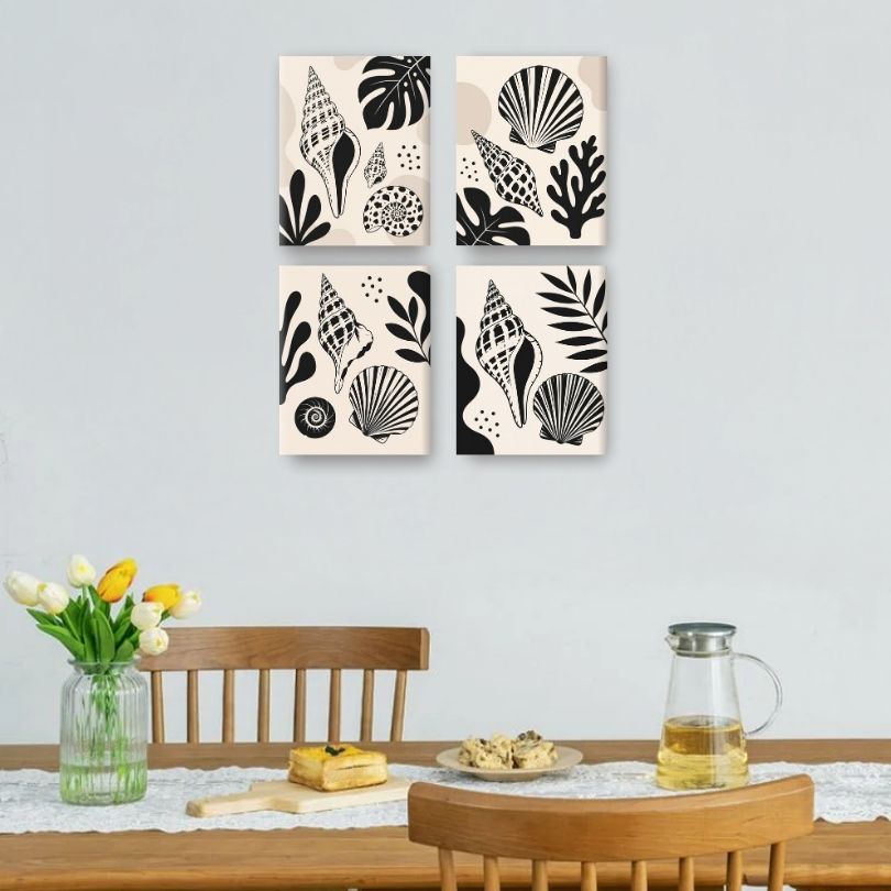 4 Mini Paintings | Zeeschelp Inkt Set