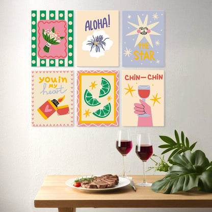 6 Houten Plaat Mini Paintings – Proosten en Wensen Set
