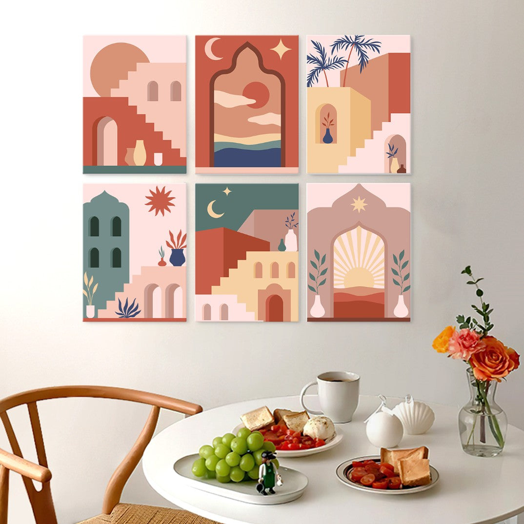 6 Houten Plaat Mini Paintings – Woestijndeuren Set