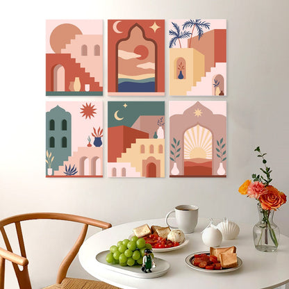 6 Houten Plaat Mini Paintings – Woestijndeuren Set