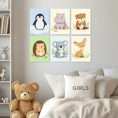 6 Houten Plaat Mini Paintings – Kleine Dierenvriendjes Set