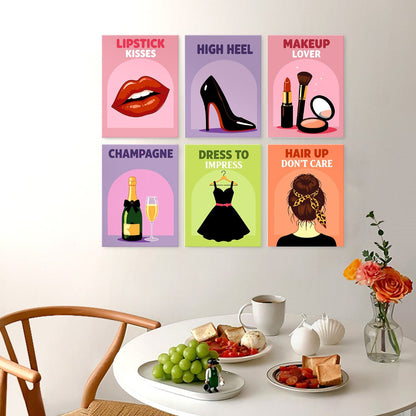 6 Houten Plaat Mini Paintings – Glamour Essentials Set