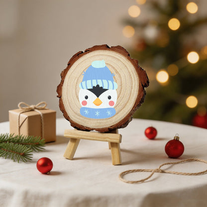Schilder op Nummer Boomschijf - Kerstpinguïn