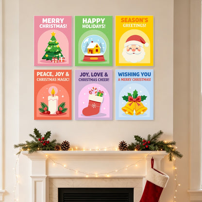 6 Houten Plaat Mini Paintings – Kerstwensen Set