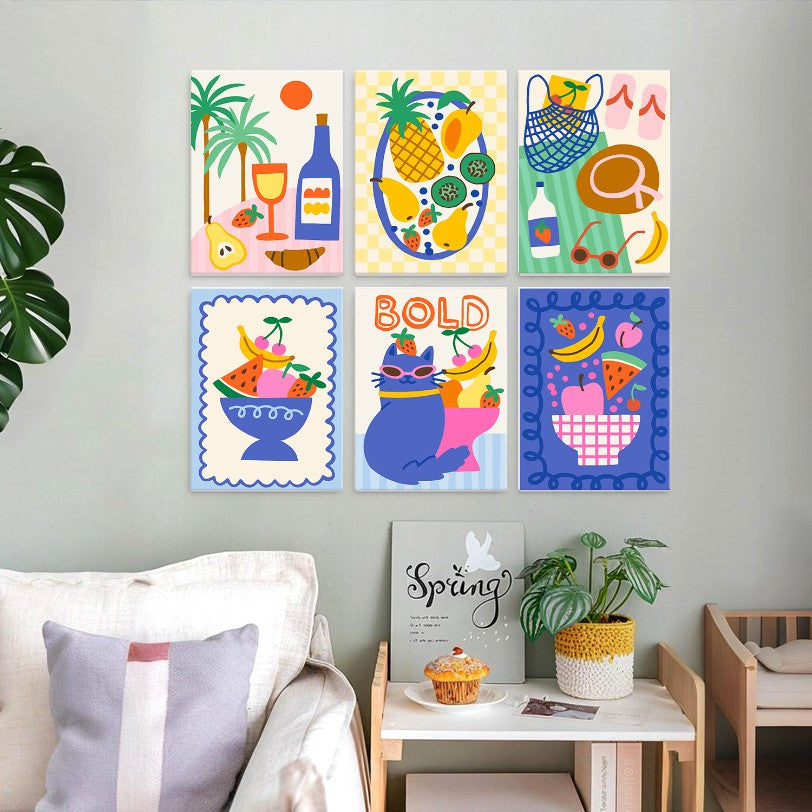 6 Houten Plaat Mini Paintings – Tropische Vakantie Set