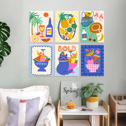 6 Houten Plaat Mini Paintings – Tropische Vakantie Set