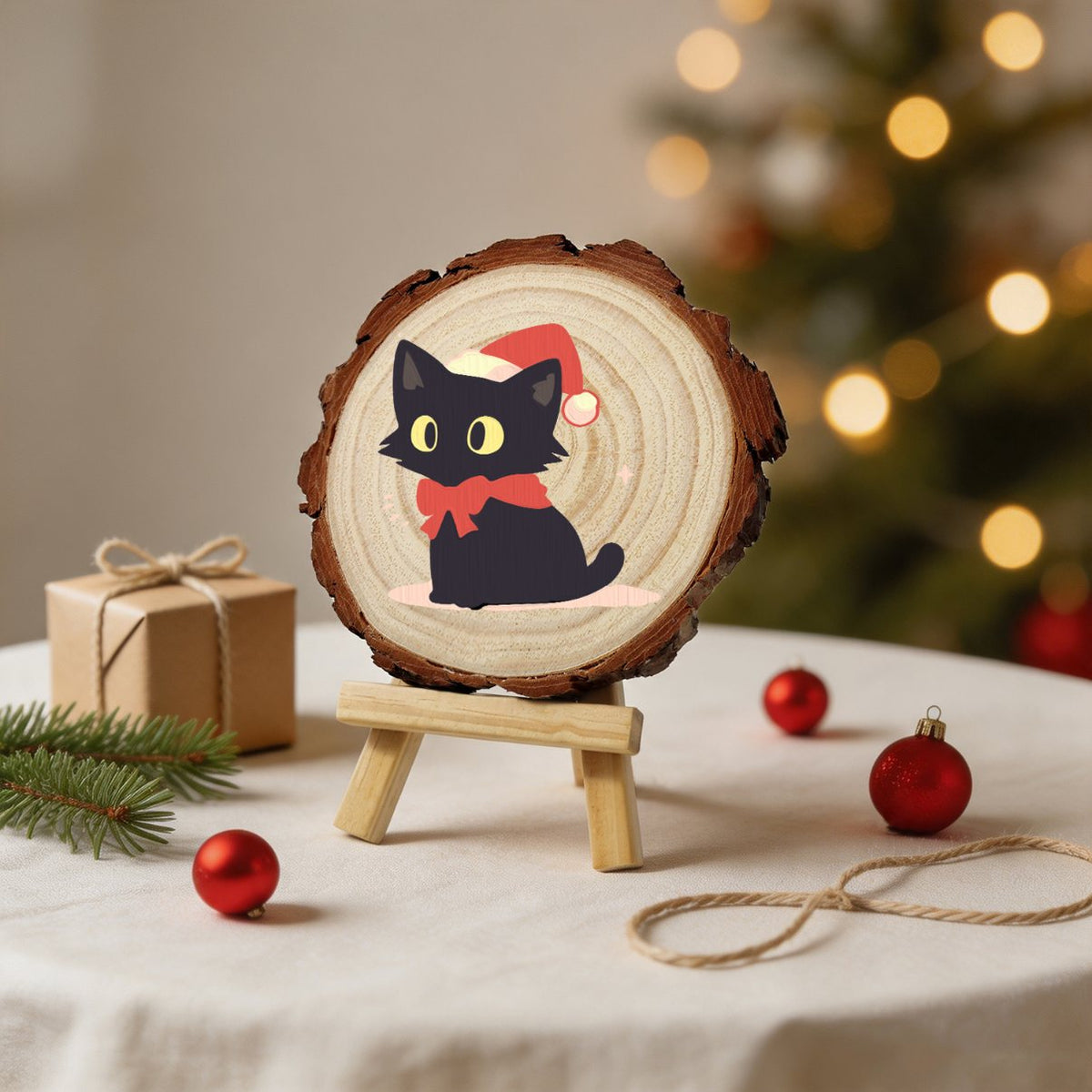 Schilder op Nummer Boomschijf - Kerstkat