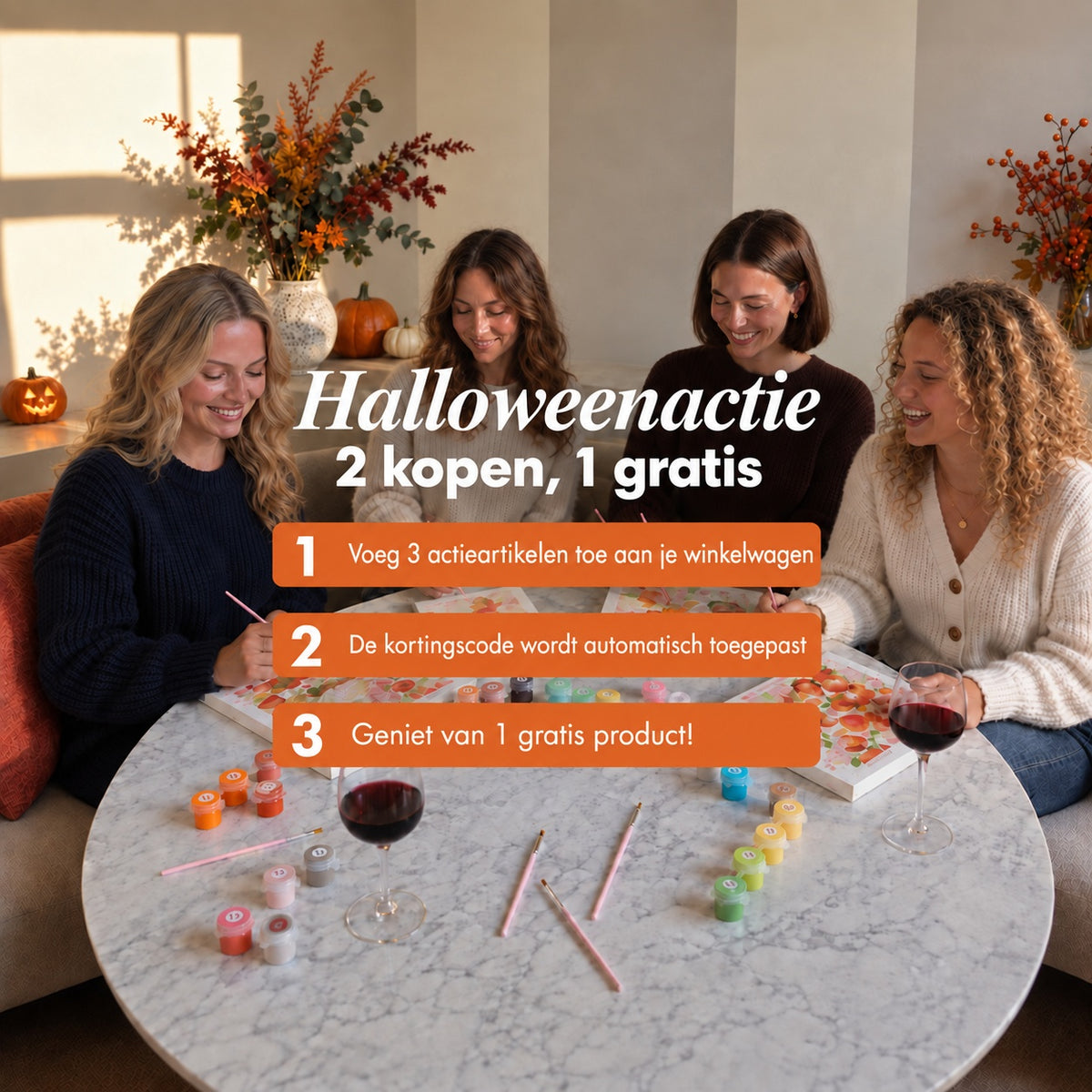 Halloween sale, koop 2 schilderijen en krijg de derde gratis