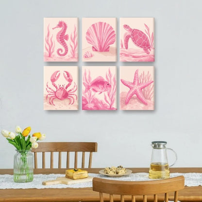 6 Mini Paintings | Roze Oceaan Set