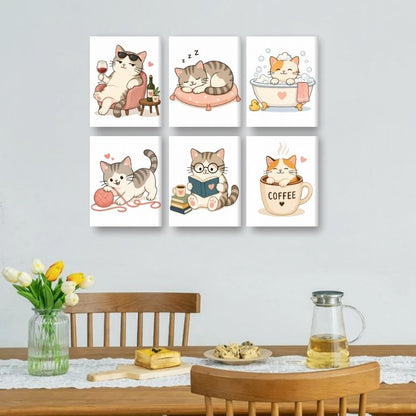 6 Mini Paintings | Kawaii Kat Leven Set