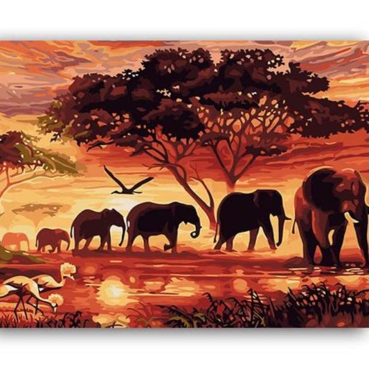 Schilder Op Nummers - Olifanten in Afrika