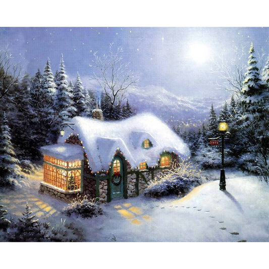 Schilder Op Nummers - Huis in de winter