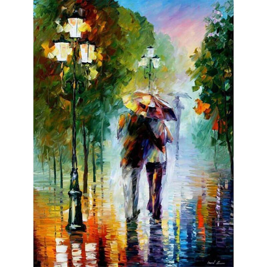 Schilder Op Nummers - Samen lopen in de regen