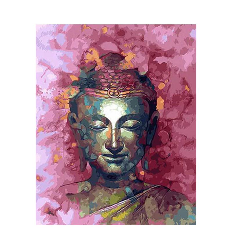 Schilder Op Nummers - Buddha met roze achtergrond