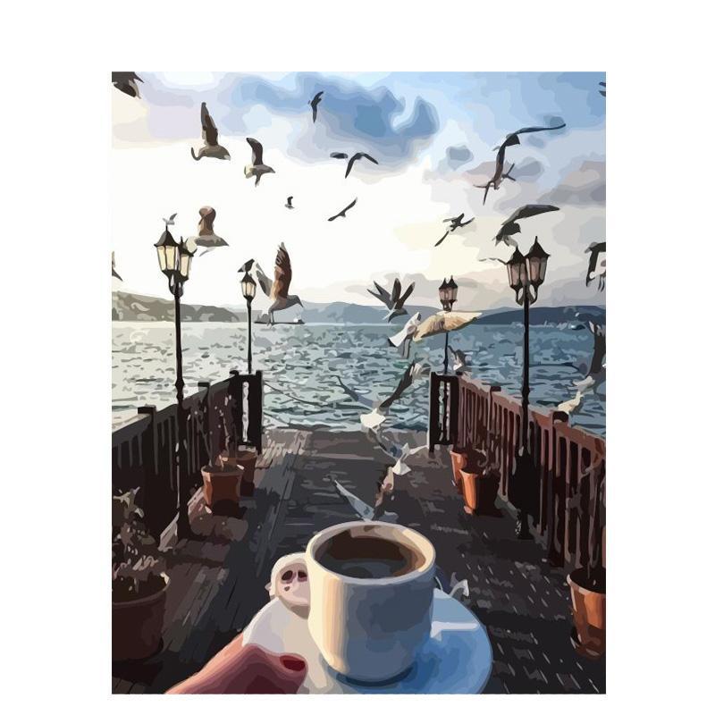 Schilder Op Nummers - Koffie op de pier