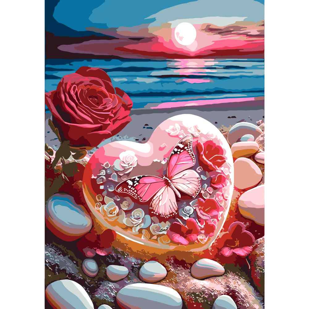 Schilder Op Nummers - Hart op strand