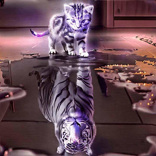 Schilder Op Nummers - Tijger - Kat Spiegelbeeld - Halloween