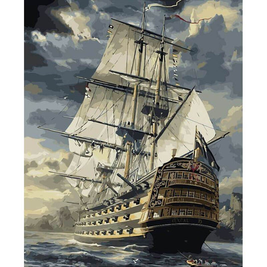 Schilder Op Nummers - Groot schip in zee