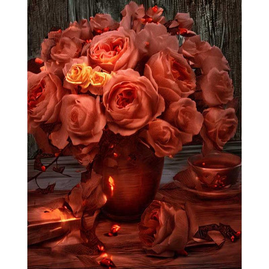 Schilder Op Nummers - Roze Rozen In Een Bak - Halloween