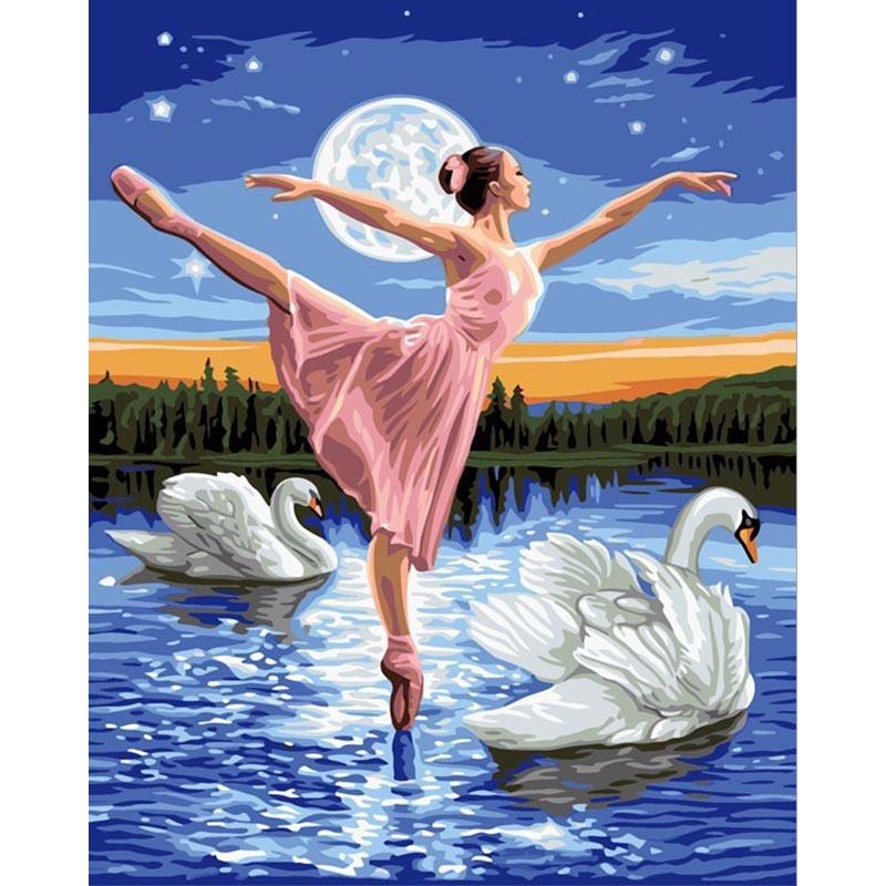 Ballerina met zwanen | Schilderen op nummer Schilderen op nummer eigen foto, Schilderen op nummer volwassenen, paint by numbers, verven op nummer, paard, kinderen