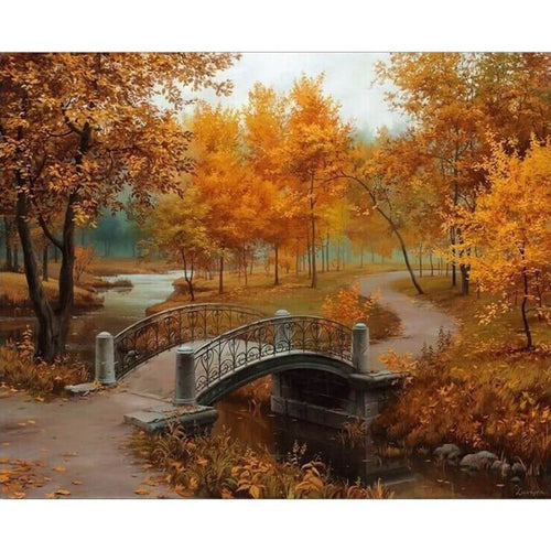 Brug in de herfst | Schilderen op nummer Schilderen op nummer eigen foto, Schilderen op nummer volwassenen, paint by numbers, verven op nummer, paard, kinderen