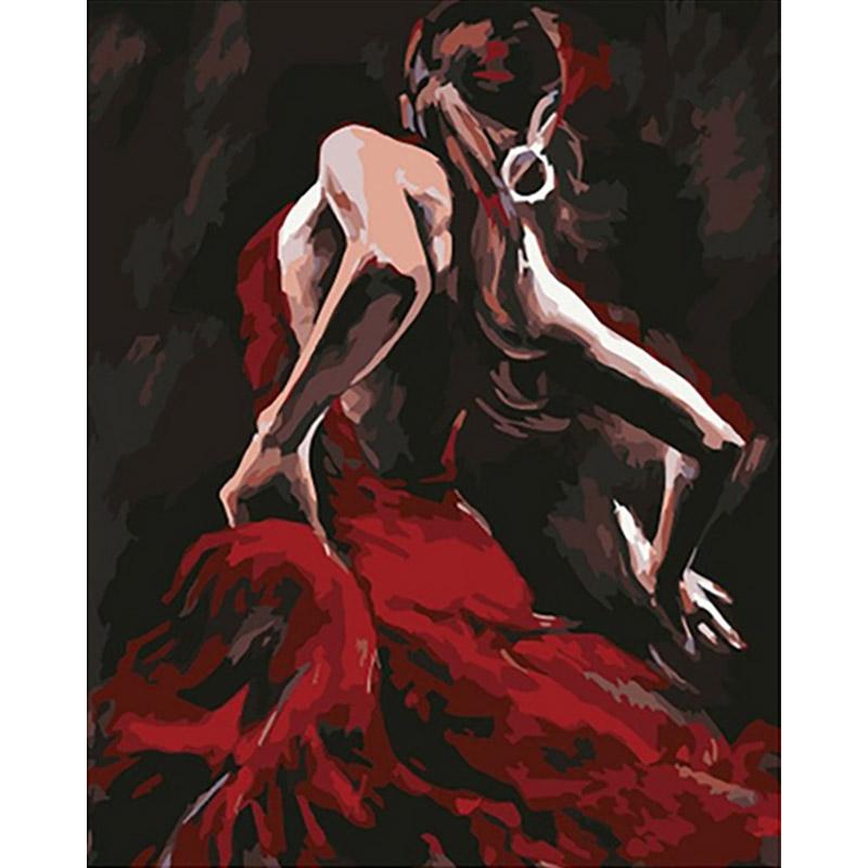 Dansende vrouw in rode jurk | Schilderen op nummer Schilderen op nummer eigen foto, Schilderen op nummer volwassenen, paint by numbers, verven op nummer, paard, kinderen
