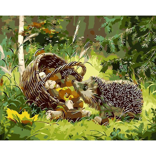 Schilder Op Nummers - Egel pakt paddenstoelen