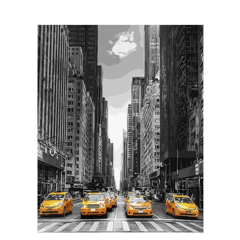 Gele taxi's in New York | Schilderen op nummer Schilderen op nummer eigen foto, Schilderen op nummer volwassenen, paint by numbers, verven op nummer, paard, kinderen