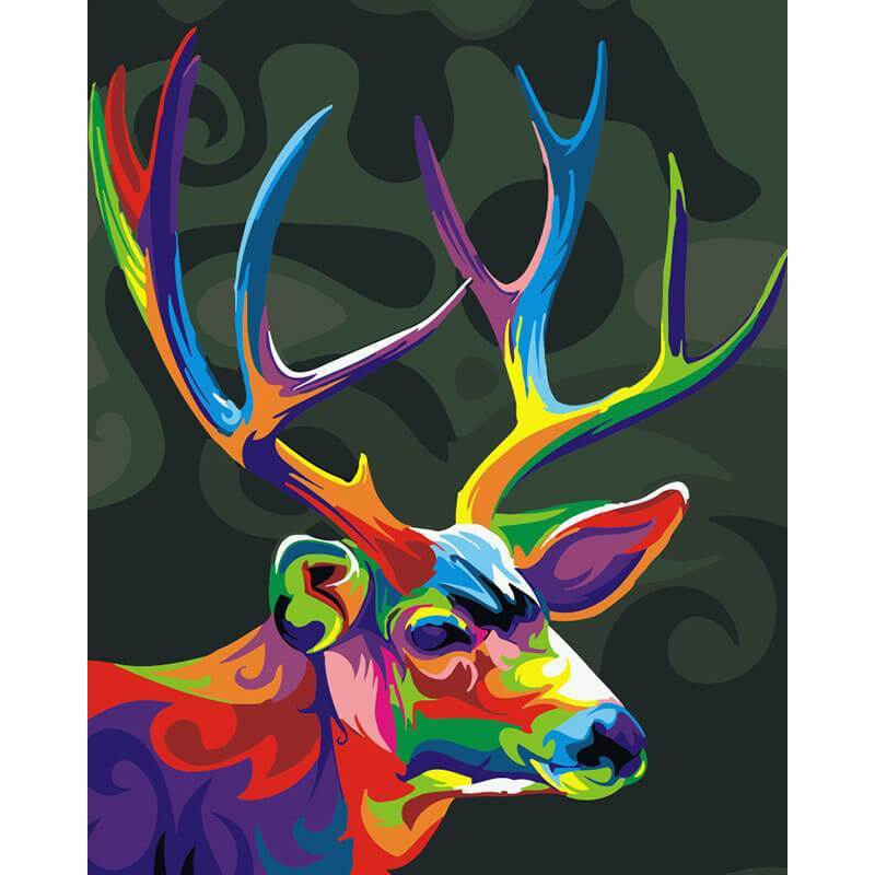 Kleurrijk hert | Schilderen op nummer Schilderen op nummer eigen foto, Schilderen op nummer volwassenen, paint by numbers, verven op nummer, paard, kinderen