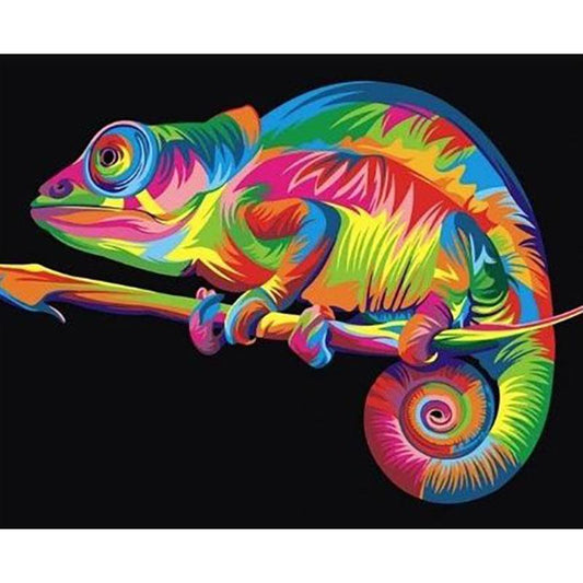 Schilder Op Nummers - Kleurrijke kameleon