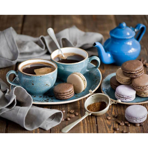 Koffie en Macarons | Schilderen op nummer Schilderen op nummer eigen foto, Schilderen op nummer volwassenen, paint by numbers, verven op nummer, paard, kinderen