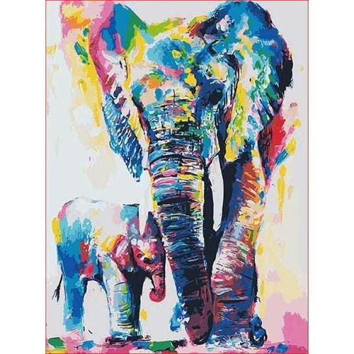 Moeder en baby olifant | Schilderen op nummer Schilderen op nummer eigen foto, Schilderen op nummer volwassenen, paint by numbers, verven op nummer, paard, kinderen