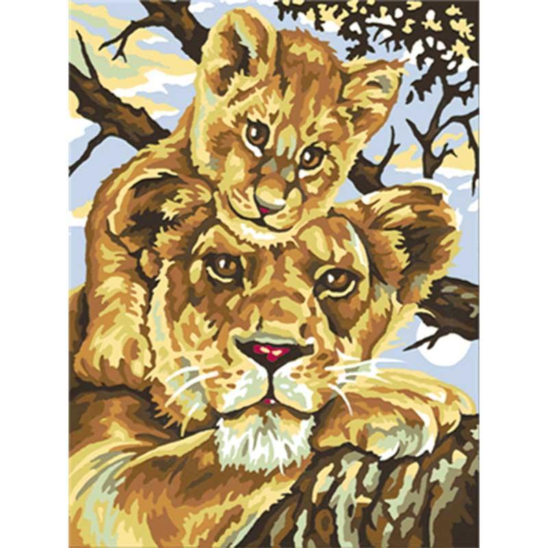 Moeder Leeuw met baby | Schilderen op nummer Schilderen op nummer eigen foto, Schilderen op nummer volwassenen, paint by numbers, verven op nummer, paard, kinderen