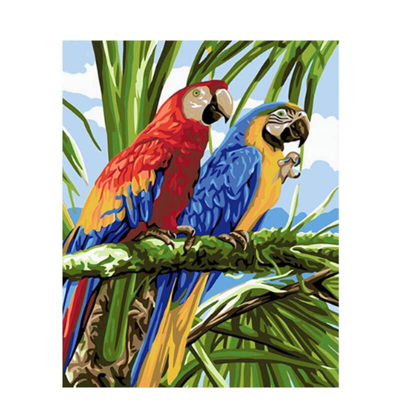 Mooie papegaaien | Schilderen op nummer Schilderen op nummer eigen foto, Schilderen op nummer volwassenen, paint by numbers, verven op nummer, paard, kinderen