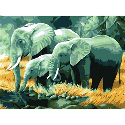 Olifanten bij water | Schilderen op nummer Schilderen op nummer eigen foto, Schilderen op nummer volwassenen, paint by numbers, verven op nummer, paard, kinderen