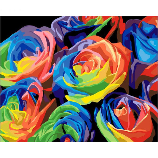 Schilder Op Nummers - Regenboog rozen