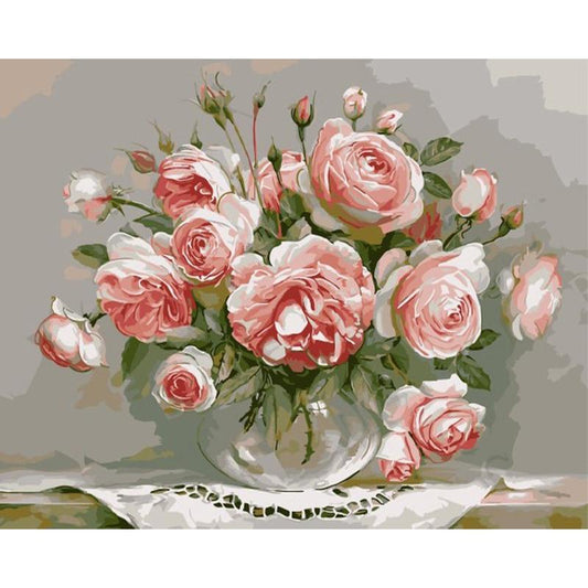 Schilder Op Nummers - Roze Rozen