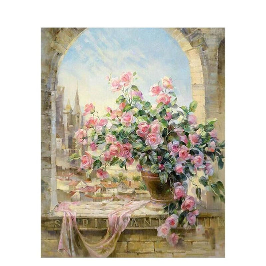 Schilder Op Nummers - Roze Rozen
