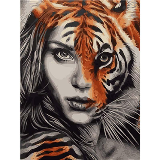 Schilder Op Nummers - Tijger/vrouw