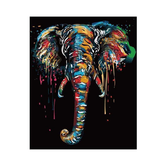 Schilder Op Nummers - Vrolijk gekleurde olifant